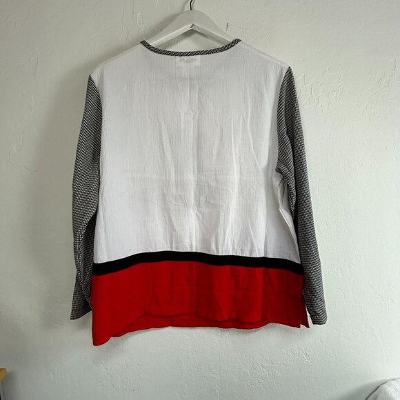 Adolfo Sport Women's Vintage Long Sleeve Pullover Crew Neck Blouse White Large - Picture 2 of 7